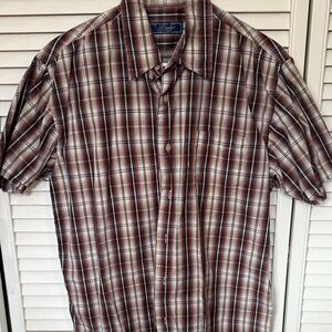 Woody’s Retro Men's Plaid Shirt - Red, White, and Black